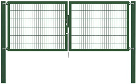 Alberts 636890 Doppeltor Flexo Plus mit Zubehör | verschiedene Breiten und Höhen | Pfostenstärke 100 x 100 mm | grün | Breite 300 cm | Höhe 120 cm
