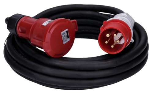 Voxura CEE-Kabel Verlängerungskabel Starkstromkabel 5-polig 400V H07RN 5G 6 32/5 32A IP44 Phasenwender Starkstrom 10m