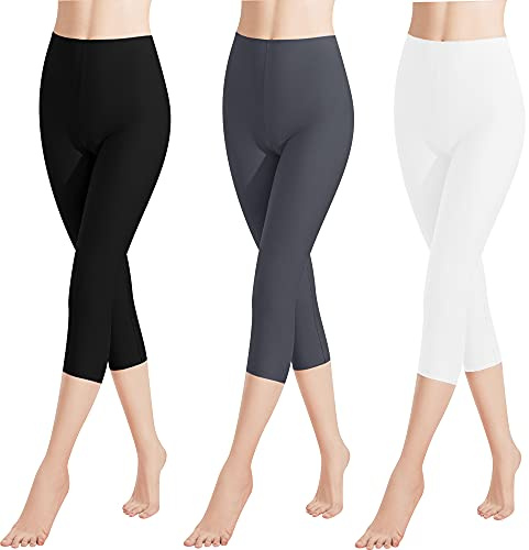 Libella 1/3-pack dam leggings 3/4 byxor bomull capri-byxor med hög midja färgglada slim fit träningsbyxor flera färger 4161 VA