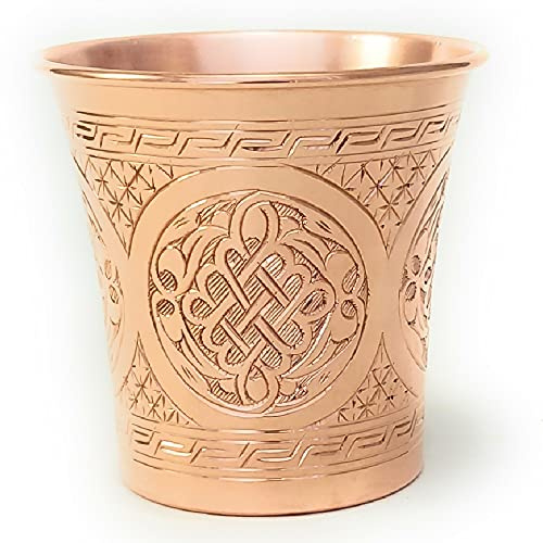 DEDE Copper - 2021 CC Serie (425 ml) – Handgefertigte super schwere Trinkbecher oder Servieren von kalten Getränken und Cocktailtassen, unbeschichtet, reines massives Kupfer (graviert).