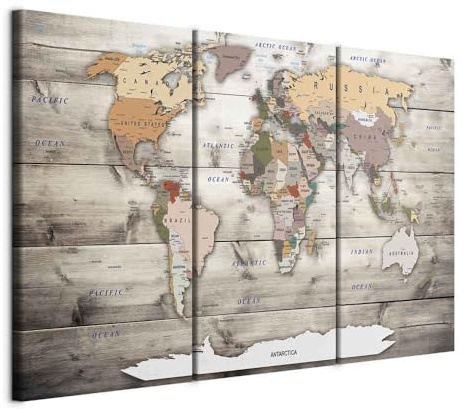 murando - Acoustic Large Canvas Wall Art World Map 135x90 cm - 3 piece Acoustic Panels with Foam Sound Absorption Wall Art for Living Room - Home Decoration Room Decor Soundproofing - k-C-0035-b-g