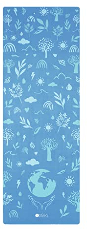 Yoga Design Lab Combo Yogamatte | rutschfest, Matte/Handtuch, Guter Halt bei viel Schweiß, Naturkautschuk | mit Tragegurt (Earth Bali Blue, 3.5mm)