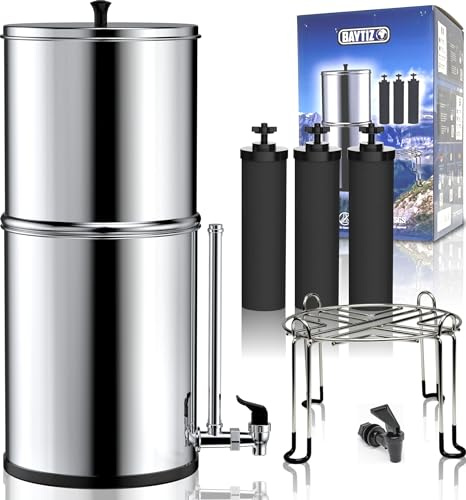 BAYTIZ ® Groß Wasserfilter Outdoor,Gravity Wasser filter,Wasserfilter Trinkwasser mit Aktivkohlefilter Kompatibel Berkey Water Filters Camping Trinkwasserfilter Filtersystem Survival Wasserspender