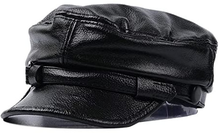 ZMNKH Unisex Fiddler Mütze Fischerhut Leder Kappe Herren Damen Schirmmütze