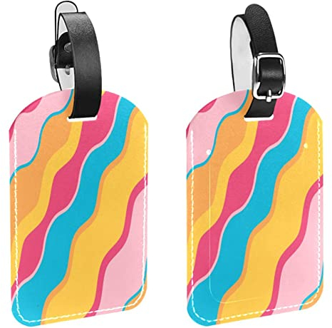 Etichette per bagagli Confezione da 2 palette di colori per torta pittura arcobaleno in pelle PU etichette per bagagli protezione privacy