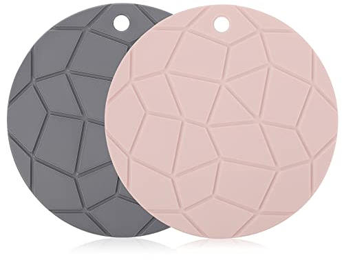 Abeillo 2 Stück Silikon Topfuntersetzer, 18cm Topf Untersetzer, Hitzebeständige Silikonuntersetzer Hitzebeständig bis 230°C, Vielseitige Silikon Topflappen für Heiße Pfannen und Löffelablage