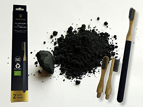 Juego de cepillos de bambú ecológicos con mango estructurado de aluminio y cabezal reemplazable, cepillos suaves medianos y duros