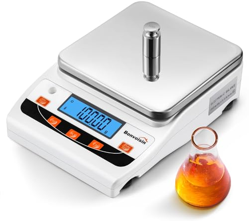 Bonvoisin Laborwaage 5000g x 0.01g Hochpräzise Laborwaage Wissenschaftliche Waage 0.01 Gramm Genauigkeit Elektronische Analysewaage Digitale Küchenschmuck Zählwaage