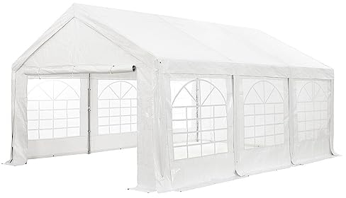 Juskys Partyzelt Gala 4 x 6 m - UV-Schutz Plane, Flexible Seitenwände - Pavillon stabil, groß - Outdoor Party Garten - Zelt Festzelt Weiß