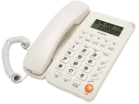 Corded Phone Telephone, High Definition Display Screen Landline Phone Big Button Wired Phone with Callback Function (White)