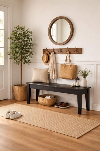 Boraam Shaker Backless Wood Bench - Black Finish