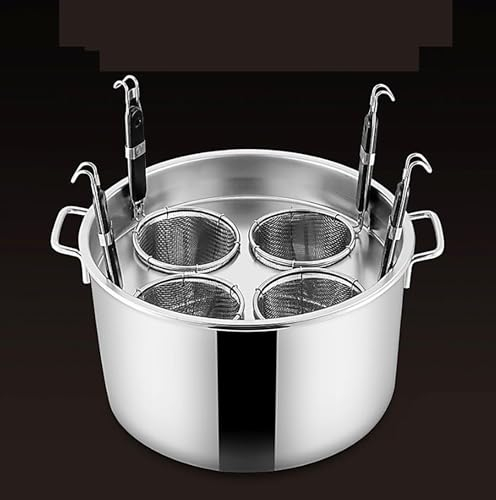 McbeAn Set Inserti per Teglia per Pasta, Teglia per Pasta in Acciaio Inossidabile con Cestello Colino E Coperchio, Strumento di Cottura, 3/4/5 Fori Opzionali, Design a Gancio, per Cucina Domestica