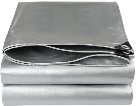 Silber Abdeckplane Schutzplane Bootsplane mit Ösen Leicht Abwaschbar Wetterfeste Allzweckplane, 0.32mm für Artenmöbel Holz Pool Trampolin Auto, Anpassbar blais (Color : Silver, Size : 4x10m)