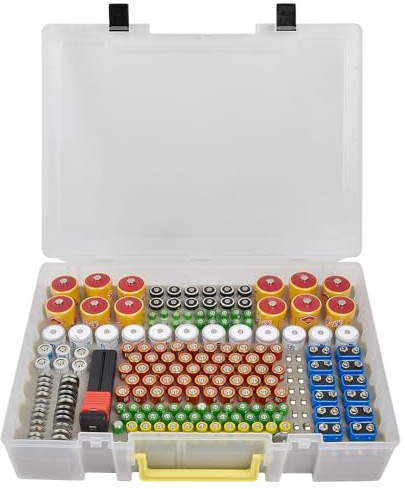 Batterie Aufbewahrungsbox Box, Batteriekasten Koffer mit Batterietester BT-168, Batterie Organizer Hält 225 Batterien AA AAA C D Cell 9V 3V Lithium LR44 CR2 CR1632 CR2032 Knopfzelle- Blau (Nur Fall)