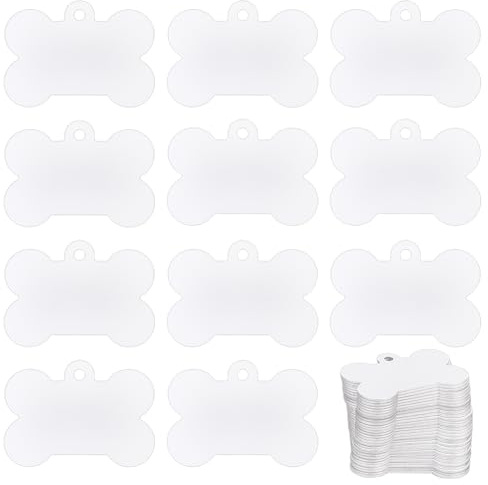 BENECREAT 30 Stück Hundeknochen-Sublimations-Aluminium-Rohling, Aluminium-Stanzetikett Leere Hundemarke Doppelseitige Transferetiketten Für Selbstgemachte Schlüsselanhänger, 50.8x36.4 mm
