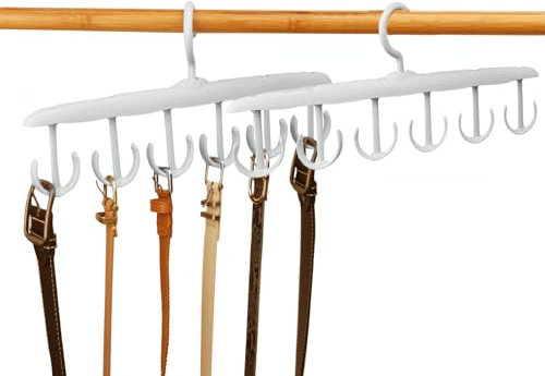 LMSAWK 2 Pièces Organisateur Multi-Fonction Cravate, Rangement Support De Ceinture, Crochets Cintre Ceinture, pour Gilet, sous-vêtements, Soutien-Gorge, 12 Crochets, Blanc
