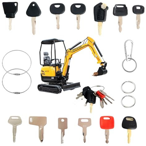 20 Stück Baumaschinen Schlüssel Set, Bagger Schlüssel Set, Austauschbar Universal Bagger schlüssel Zubehör mit chlüSselanhäNger Bagger, Für Bulldozer, Traktoren, Kipper Lastwagen