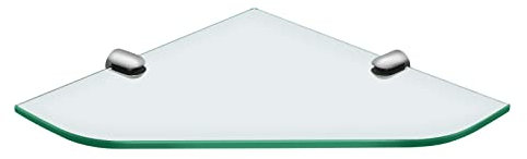 S'AFIELINA Étagères Salle de Bain en Verre trempé 6 mm,Étagère d'angle pour Salle de Bain,23 x 23 cm,Capacité de Poids 10kg (1 pièce)