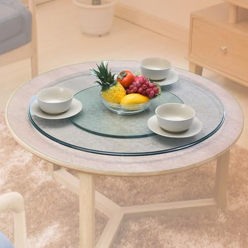 QSPNVFB Vetro Temperato Piatto Girevole, 85cm Lazy Susan Vassoio Girevole per Tavolo da Pranzo, Rotante da Tavola Centrotavola, Tortiera Rotazione(28inch(70cm))