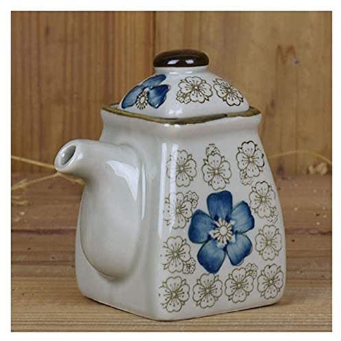 HPTHLY Ölkanne, Olivenöl-Essigflaschenspender, Keramik-Ölflasche, Essig-/Sojasaucenspender, kleine Vintage-Olivenölspenderflasche, auslaufsicher, Spender für flüssige Gewürze, Ölaufbewahrungsflasche
