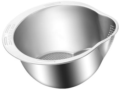 Qeunrtiy Tazón Colador de Arroz de Acero Inoxidable para Lavadora, Colador de Frutas y Verduras, Herramienta de Cocina A