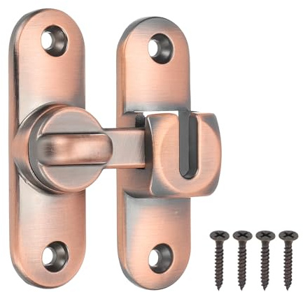 PATIKIL 1 Pack Flip Sliding Door Latch Safety Bar Gate Lock Hardware for Cabinet Bathroom Bedroom Garden, Copper Tone