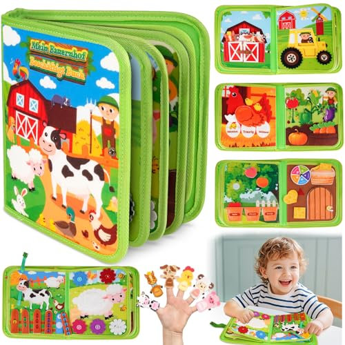 Busy Board Spielzeug ab 1 2 3 Jahre Junge: Geschenk Junge Mädchen 1-2-3-4 Jahre Montessori Kinderspielzeug ab 1-3 Baby Bauernhof Busy Book ab 1+ Geburtstagsgeschenk für Mädchen Jungen Motorikspielzeug