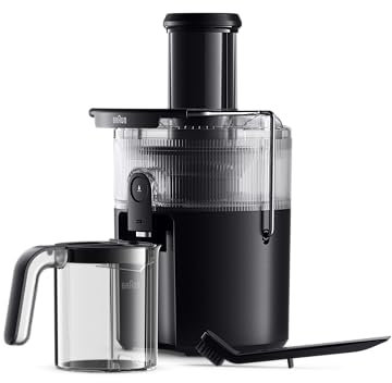 Braun MultiJuice 5 SJ5000, Estrattore Succo Centrifuga, Tecnologia ColdXtract, Tubo di Riempimento 75 mm, Contenitore 1.5L, Sistema Antigoccia e di Sicurezza Quadruplo, Filtro Acciaio Inox, 800W, Nero
