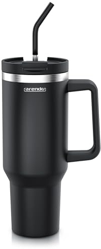 Arendo Borraccia Termica con cannuccia 1,2L, Fredda per 12h Calda per 6h, Termos Lavabile in Lavastoviglie, Bottiglia Termica con Cannuccia in Acciaio Inossidabile e Spazzola Tazza Termica Senza BPA