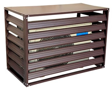 Datenschutz Panel aus Galvanisiertem Stahl für Außen, Klimaanlage Zaun mit Einstellbaren Jalousien, Klimaanlage Schirm Robust und Stabil(Brown,43.3x31.5 in/110x80cm)
