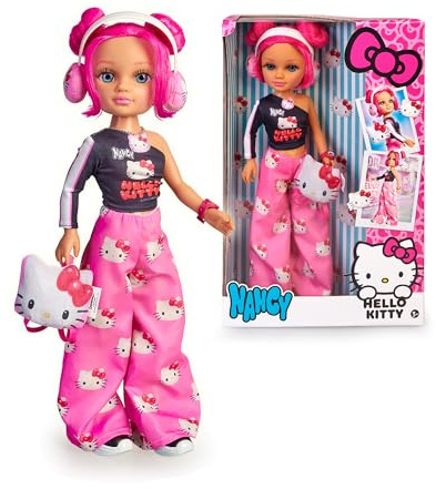 Nancy Hello Kitty - Bambola 42 cm, con lunghi capelli rosa, accessori e vestiti brandizzati Hello Kitty, + 3 anni, Famosa (NACA9000)