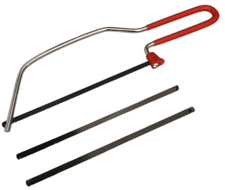 FAST WORLD SHOPPING Seghetto Manuale ad Arco con 3 Lame di Ricambio da 155mm, Segaccio Multiuso con Manico Antiscivolo per Taglio di Legno, Metallo, Plastica e Cartongesso