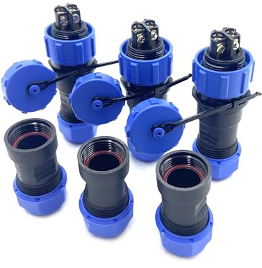 3 spine di collegamento per aeronautica SP17 a 2 poli, IP68, 2 pin, senza saldatura, connettore aeronautico impermeabile per lampade esterne, utilizza 500 V, 10 A (cavo 14 AWG, crimpatura a vite)