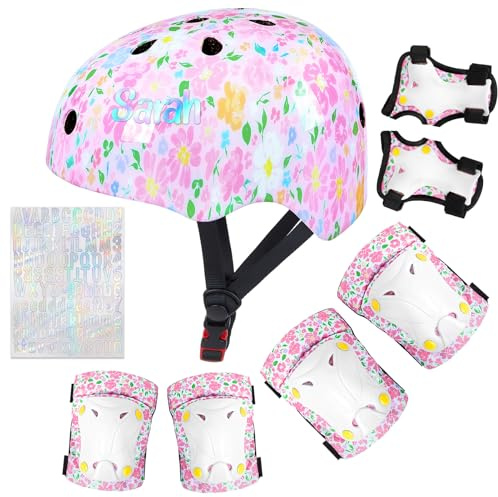 MHJY Fahrradhelm Kinder Helm Mädchen Skaterhelm 3-8 Jahre Knieschoner Protektoren Set Schoner Inliner Kinder Ellenbogenschützer Handgelenkschoner Für Jungen Skates Rollschuhe Skateboard Fahrrad