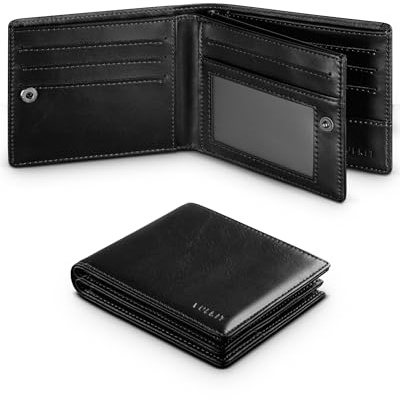 VULKIT Carteras para Hombre Plegable Bloqueo RFID Cartera Tarjetero Hombre con 13 Tarjeteros, 2 Compartimentos para Billetes, 1 Bolsillo para Monedas - Negro