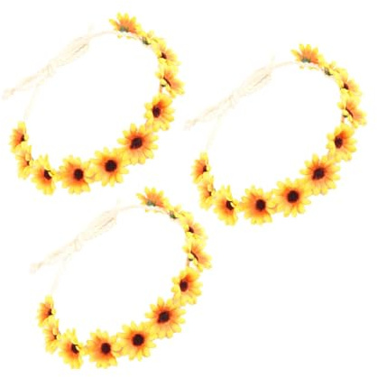 Ipetboom 3pezzi Cercegietto Floreale Ghirlanda Floreale da Sposa Copricapo per Capelli Ghirlanda di Fiori di Simulazione per Feste Festival Vacanze Foto Matrimoni Giallo