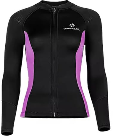 Women Top,S,Chaqueta de Neopreno 3mm para Hombre y Mujer – Parte Superior térmica con Manga Larga y Cremallera Frontal para Surf, natación, Snorkel y Kayak en Aguas frías