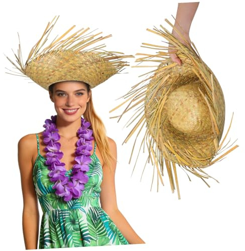 BCOATH Sombrero de Playa de Paja Ligero y Transpirable, Estilo Hawaiano, Adecuado para Fiestas y Playa, Pirata Hat, Verano