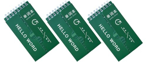 AMUSLESUR Bloc de Notas Portátil de Bolsillo 3 Piezas Verde Oscuro, Cuaderno para Vocabulario en Inglés Barrera, Papel Liso Tamaño Adaptable para Estudiantes y Uso Escolar Diario