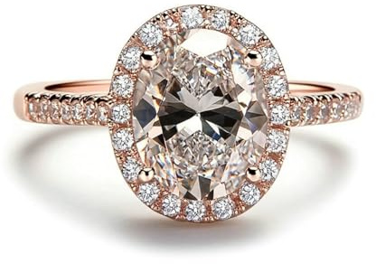 Moissanite Ring Weißgold, Verlobungsring Halo mit Moissanit 9K 14K 18K Weißgold
