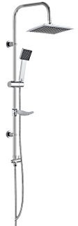 Cofan Colonne de Douche Carrée | Avec 1 Fonction | Pommeau + Tuyau Flexible + Barre coulissante + Pulvérisateur + Porte-savon | Fabriqué en ABS Chromé