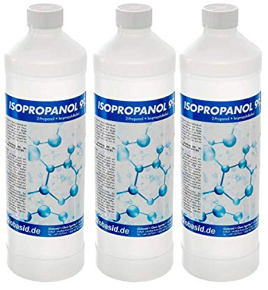 Isopropanol 99,9% 3x 1l Flaschen Isopropylalkohol 2-Propanol Reinigungsmittel, Lösungsmittel, Fettlöser, Lack- & Farb-Entferner Nagellack-Entferner Oberflächen-Reiniger