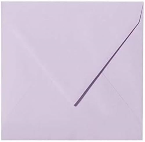 25 Quadratische Briefumschläge (120g) Farbe: Flieder ohne zu befeuchten 150 x 150 mm 15 x 15 cm, mit Dreieckslasche