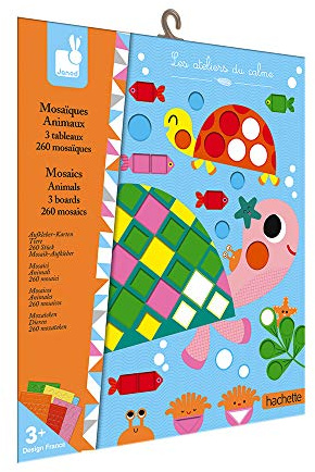 Janod - Coffret Mosaïques en Mousse Animaux - Les Ateliers du Calme - Kit Loisir Créatif Premier âge - Apprentissage Motricité fine et Concentration - Dès 3 ans, J07899