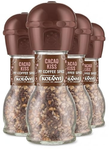 Kotanyi Cacao Kiss Kaffee Topping | wundervoll schokoladig mit feinen Schokostückchen, 4er Pack (4 x 63g)