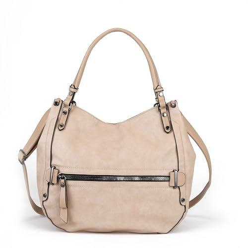 Gladdon Hobo Borse per le donne,Ladies Multi Pocket Top Handle Borse,Vintage Crossbody Shoulder Satchel,Borsa messenger in pelle morbida, Beige (Kahki.), Large