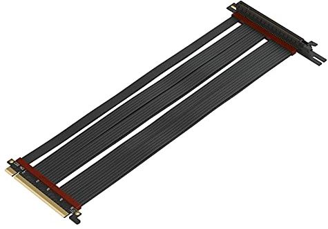 LINKUP - Extreme4+ PCIe 4.0 X16 Riser-Kabel [RTX4090 RX6950XT x570 Z690 Getestet] Twinax Abgeschirmt Schnelle Geschwindigkeit Vertikale Montage Gaming-PCI Express Gen4 | Linksgewinkelte Buchse (30cm)