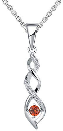 JO WISDOM Damen Halskette Sterling Silber 925,Kette Anhänger Unendlichkeit Infinity mit 3A Zirkonia Januar Geburtsstein Granatfarbe,Schmuck für Frauen