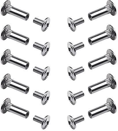 10 Stück M4 x 10 mm Verbindungsschrauben, Hülsenschrauben, Edelstahl Möbelschrauben, Schrankverbinder für Schränken, Schränken und Kleiderschrank