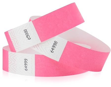 2,000 WristCo Neon Pink Tyvek Wristbands for Events - Tamper-Proof Design & Fluorescent Color Prevent Reuse Premium-Grade Bracelets for Hospital & Medical ID, Party & VIP Identification